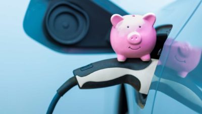 Piggy bank on an electric charger.